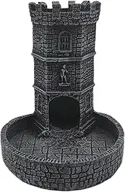 TTETTZ Castle Dice Tower Dice Rolling Tower Wall Carving Dice Rolling Tray for Birthday Gift, Black Grey