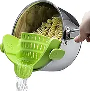 Stoto Pasta Strainer, Pot Strainer Clip on Silicone – Adjustable Clip on Strainer for Pots, Strainers and Colanders, Silicone Strainer, Food Strainer, Pasta Drainer, Colander (Green) By