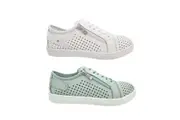 Cabello EG17 Ladies Shoes Casual Lace up Leather Flat Comfort Soft Zip