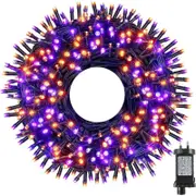 Halloween Lights Outdoor, 300 LED 100FT Orange and Purple Halloween Decorations Strip Light with 8 Modes, Plug in Halloween String Lights for Indoor Outside House Yard Party
