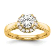 1.00ct. CZ Solid Real 14K Yellow Gold Round Halo Engagement Ring