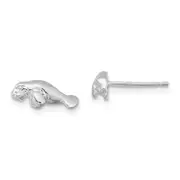 Sterling Silver De-Ani Rhodium-Plated Polished Mini Manatee Post Earrings