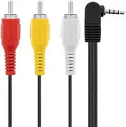 1.2M Right Angle 4 Pole 3.5mm Video Audio to 3 x RCA Composite Cable Lead Cord