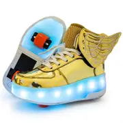 Nevenka Kids LED Light Up Shoes High top Dancing Sneakers for Boys Girls-Golden