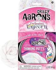 Crazy Aarons Thinking Putty 4-Inch Mini Tin Glow Enchanting Unicorn Thinking Putty White