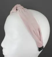 Pink velvet turban knot headband velour fabric covered band grip teeth