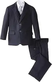 [Joey Couture] Little Boys' Solid 5 Piece Set Tie Design Varies, Navy Blue, 2