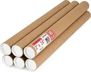 Paclord 2" x 24" Heavy-Duty Reinforced Cardboard Mailing Tube, Pack of 6 Tubes with 12 Caps – Secure USPS Approved – Great for Shipping and Storing of Prints, Artwork, Posters or Documents