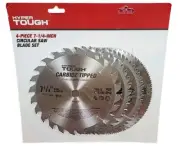 NEW-SEALED Hyper Tough 4 PIECE 7-1/4" Circular Saw Blade Set Woodworking Shop