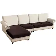 Sectional Couch Covers 4 Pieces Sofa Seat Cushion Covers L Shape Separate Cushion Couch Chaise Cover for Both Left/Right Sectional Couch (Large Sofa 3 Seater + 1 Chaise, Brown)
