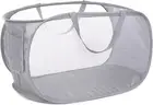 Durable Collapsible Laundry Basket, Mesh Pop up Laundry Hamper with Side Pocket,