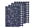 Ladelle Tea Towels Navy White Vegies Cotton Dish Cloths Set 4
