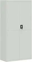vidaXL File Cabinet, Filing Cabinet with Lockable Doors and Shelves, Storage Unit for Office, Cupboard, Industrial Style, Light Grey Steel