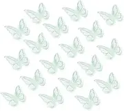 uxcell 20Pcs Butterfly Appliques Embellishments, 2.4 inches Double Layer Lace Organza Butterfly Patches Sew On Appliques for Wedding Bride Dress Clothes Hat Curtain, Green