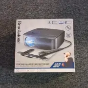 Brookstone Portable Karaoke Projector Set Multimedia System Microphone Speaker