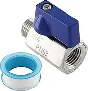 Biaungdo 1/4" Mini Ball Valve 316 Stainless Steel Female x Male NPT Thread Ball Valves Shut-Off Valve with Teflon Tape