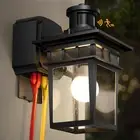 Porch Lights with GFCI Outlet, Black Dusk to Dawn Motion Sensor Outdoor Light...