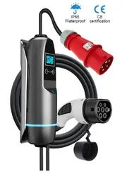 Three-Phase 7kw 22kw Electric Car Type2 Portable Charger 16A 32A CEE Plug Electric Car Charger 22kw Red Cee Plug Type2 5m Cable