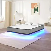 Advwin Floating Bed Frame Fabric Upholstered Platform Mattress Set Double Size