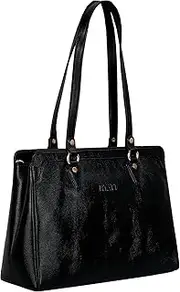 [RICHSIGN LEATHER ACCESSORIES] Full Grain Natural Leather Top Handle Satchel Tote Handbags & Shoulder Bags For Women Office (Dimension- L-13 X H-10 x W- 4 Inch | Weight- 0.7 KG / 700 GR (BLACK), Black,