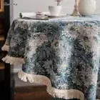 Gerring Tablecloth Oil Painting Jacquard Christmas Round Table Thick Table Cloth