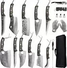 17pcs Butcher Chef Knife Set High Carbon Steel Cleaver Full Tang Vegetable Meat