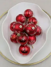 Red with White Snowflake 60mm Christmas Bauble 12 Pack