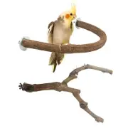Allazone Bird Natural Wood Stand Perch Swing U Shape Natural Parrot Perch Bir...