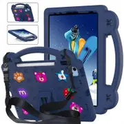 Catzon Strawberry iPad Case Shockproof with Handle Shoulder Strap for iPad 10th 2022-NavyBlue