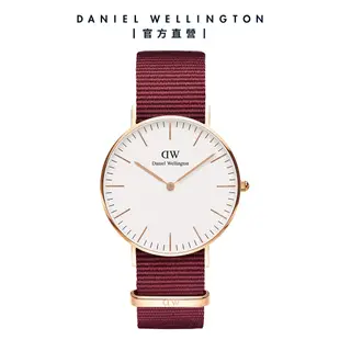 Daniel Wellington DW 手錶 Classic Roselyn 36mm玫瑰紅織紋錶-白錶盤-玫瑰金框 DW00100271