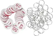 NIYANGLE Versatile Acrylic Number Tags 50 Sets Marking Id Tags with Iron Rings for Restaurant Home School