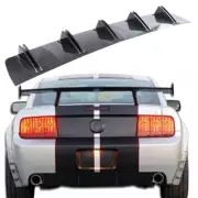Carbon Style Rear Bumper Diffuser Shark Fins Spoiler For Ford Mustang GT Focus