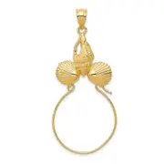 14k Yellow Gold Sea Shell Charm Holder