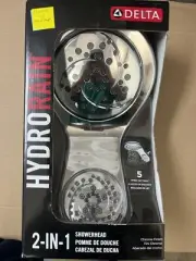 Delta HydroRain Two-in-One 5-Spray 6 in. Single Wall Mount Fixed Shower Head in