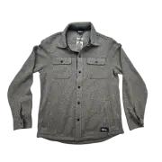 Eddie Bauer Jacket Mens Small Sweater Fleece Shirt Jacket Brown Snap Front