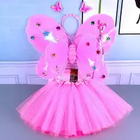 在飛比找Yahoo!奇摩拍賣優惠-兒童蝴蝶翅膀玩具女奇妙仙子發光仙女天使魔法棒道具表演公主裝飾