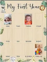 First Year Photo Display, Photo Board for First Year - Monthly Picture Frame, Photo Board, 1st Birthday Decorations, Milestone Photo Banner for