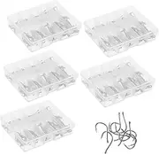 NAMOARLY 5 Sets Barbed Fishing Hooks with Unique Design Carbon Steel Worm Bait Hooks for Freshwater Seawater Organized Plastic Box Fishing Accessories