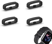 4 Pcs Silicone Watch Strap Loop,22 mm Replacement Secure Rings Compatible,Silicone Watch Strap Loop Replacement,Smartwatch Fastener Rings,Fastener Ring Holders for Rubber Smartwatch Straps.(Black)