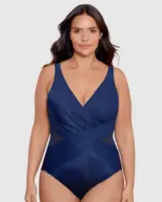 Miraclesuit Illusionists Crossover Draped Shaping Swimsuit PLUS Sizes 18W to 26W