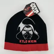 Disney Star Wars Boys Kylo Ren Winter Knit Hat Beanie NWT OSFM Black Red
