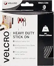 VELCRO Brand Heavy Duty Stick On Black Tape 50mm x 2.5m, Hook And Loop Tape Self Adhesive Strips Fastener Roll, Industrial Extra Strong Double Sided Tape Heavy Duty Perfect for Home, Office, & Garage