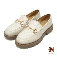 在飛比找momo購物網優惠-【SM】質感牛皮菱格紋紳士樂福鞋(米白色)