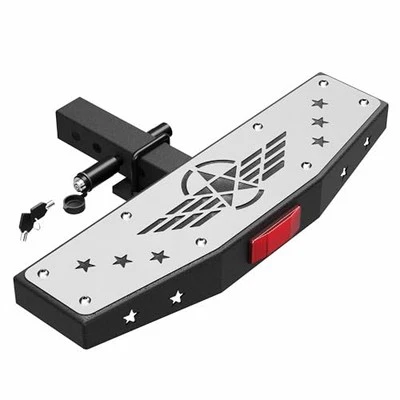 Hitch Step 2 inch Receiver with Anti-Theft Lock Stabilizer Plate Flat Step