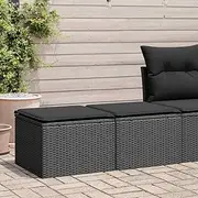Patio Furniture Sets 2 Piece Garden Sofa Set with Cushions Black Poly Rattan Acacia