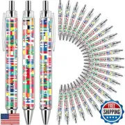Janlaugh 20 Pcs International Flag Pens World Ballpoint Retractable Country F