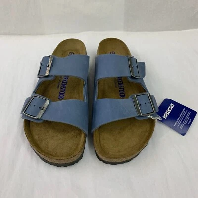 Birkenstock New w/ Box Arizona Dusty Blue Oiled Leather Soft Footbed Regular