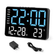 Digital Clock,Alarm Clocks for Bedrooms,7.2" Large Display Alarm Black-blue