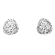 Bevilles Sterling Silver Cubic Zirconia Swirl Halo Stud Earrings