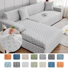 Stretch Plush Jacquard Sofa Cover Slipcover Protector Soft with Non Slip Elastic